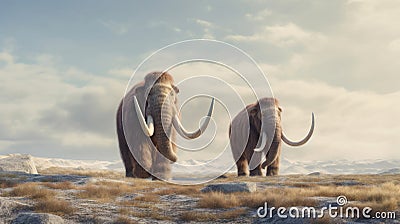 Woolly mammoths. elephant mammoth. Generative ai Stock Photo