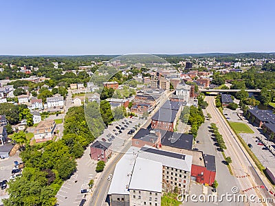 Woonsocket downtown aerial view, Rhode Island, USA Stock Photo