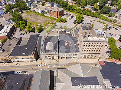 Woonsocket downtown aerial view, Rhode Island, USA Stock Photo