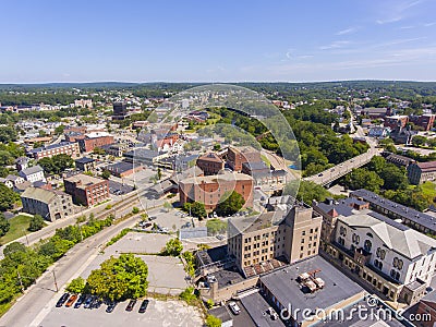 Woonsocket downtown aerial view, Rhode Island, USA Stock Photo