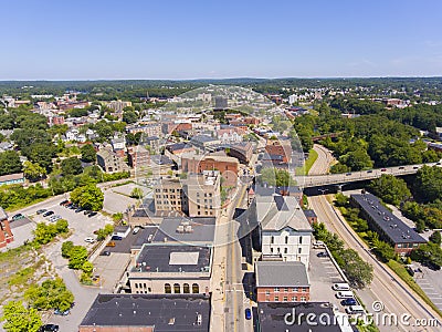 Woonsocket downtown aerial view, Rhode Island, USA Stock Photo