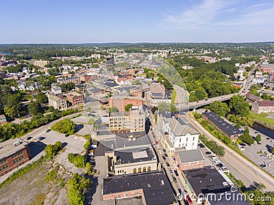 Woonsocket downtown aerial view, Rhode Island, USA Stock Photo