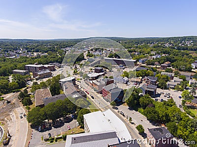 Woonsocket downtown aerial view, Rhode Island, USA Stock Photo