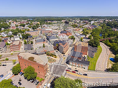 Woonsocket downtown aerial view, Rhode Island, USA Stock Photo