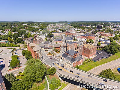 Woonsocket downtown aerial view, Rhode Island, USA Stock Photo