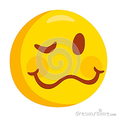 Woozy Face Emoji Icon Illustration. Drunk Symbol Emoticon Design Doodle. Vector Illustration
