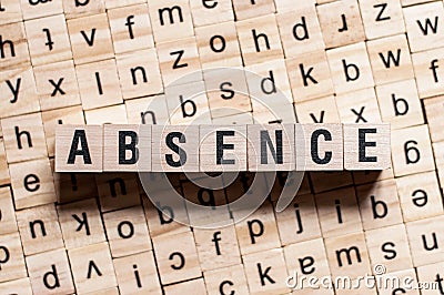 The word of ABSENCE on building blocks concept Stock Photo