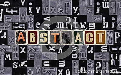 The word abstract as letters, unique typeset symbols over mosaic pattern background Stock Photo