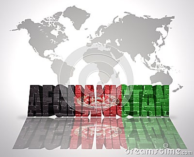 Word Afghanistan on a world map background Stock Photo