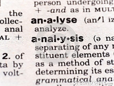 Closeup of the word analysis in the dictionary Stock Photo