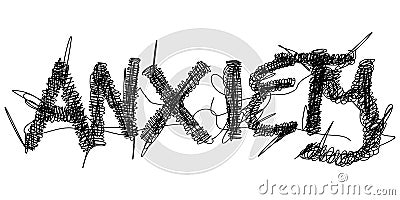 Word anxiety with scribble style. vector illustration Vector Illustration