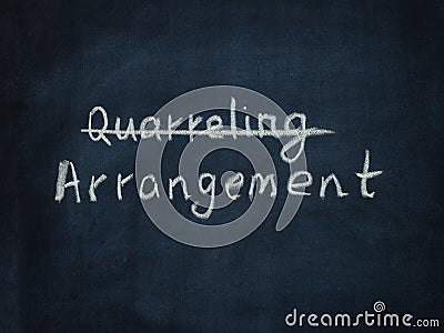 Word Arrangement and crossed out word Quarreling Stock Photo