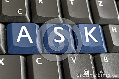 Word Ask spekked on computer keyboard Stock Photo