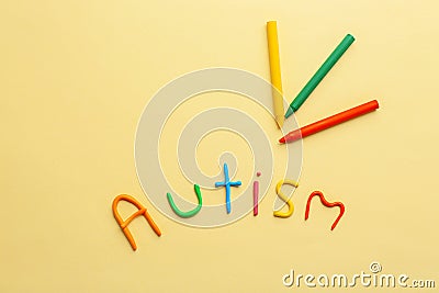 Word `Autism` made of plasticine Stock Photo