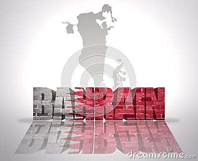 Word Bahrain on a map background Stock Photo