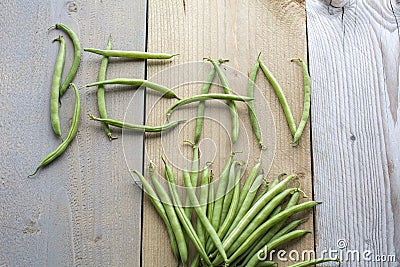 Word bean with fresh green beans Stock Photo