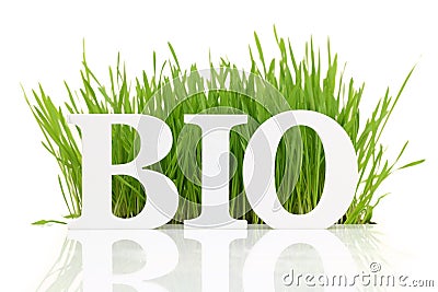 Word Bio with fresh grass Stock Photo