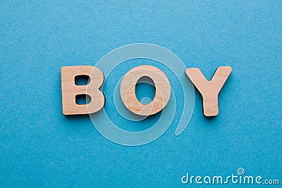 Word Boy on blue background Stock Photo