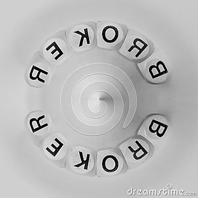 Word broker arranged in circular Stock Photo