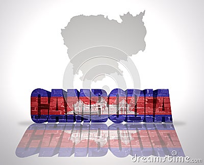 Word Cambodia on a map background Stock Photo