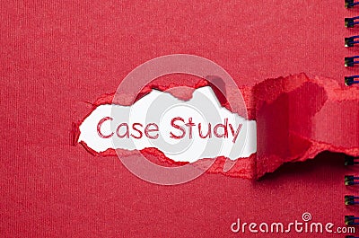 The word case study appearing behind torn paper. Stock Photo