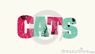 Cats Concept Colorful Stamped Word Illustration Vector Illustration