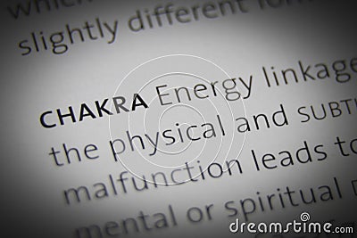 The word Chakra close up on paper Stock Photo