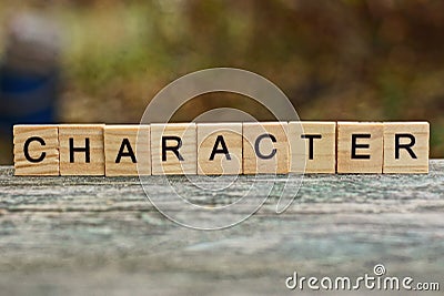 Word character made of wooden letters Stock Photo
