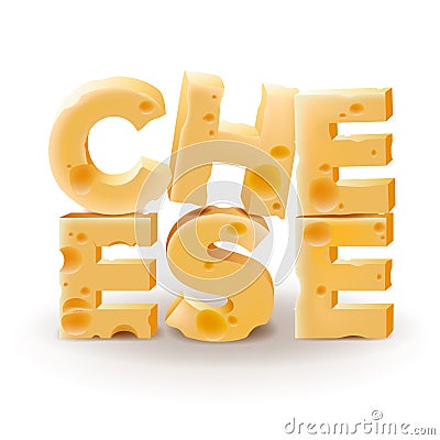 Word Cheese written on white background Cartoon Illustration