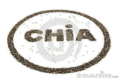 Word CHIA as logo containing chia seeds Stock Photo