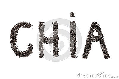 Word chia made by seeds on white Stock Photo