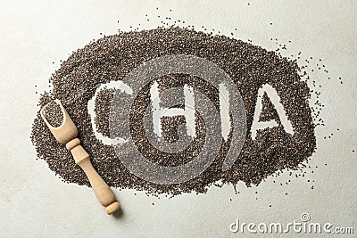 Word chia made of chia, top view Stock Photo