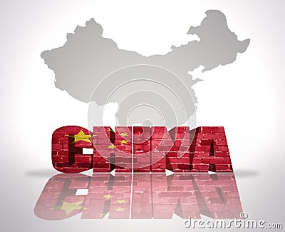 Word China on a map background Stock Photo