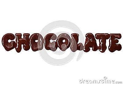 The word chocolate written with liquid chocolate isolated on white background Stock Photo
