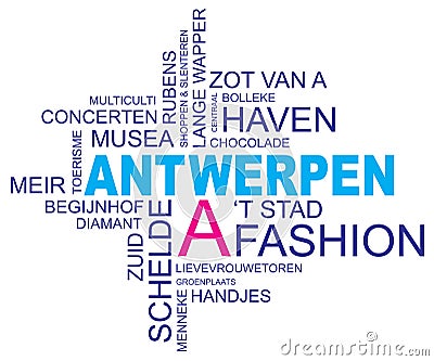 Word cloud antwerp, dutch Vector Illustration