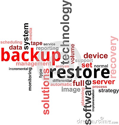 Word cloud - backup restore Vector Illustration