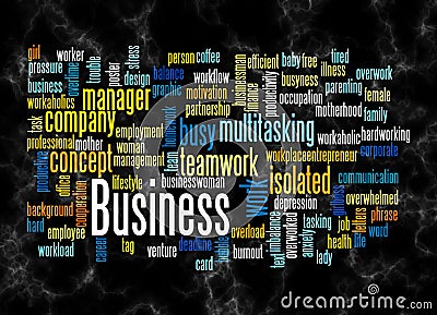 Word Cloud with BUSYNESS concept create with text only Stock Photo