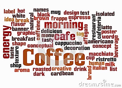 Word Cloud with COFFEE concept create with text only Stock Photo