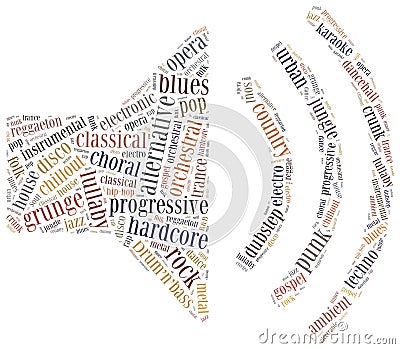 Word cloud concept of music genres Stock Photo
