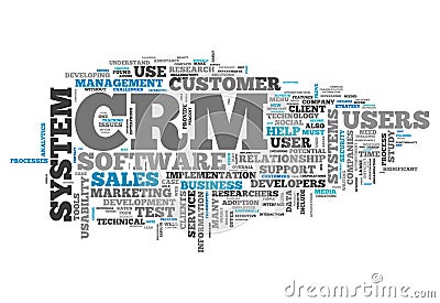 Word Cloud CRM - Customer Relationship Management Stock Photo