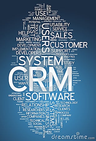 Word Cloud CRM - Customer Relationship Management Stock Photo