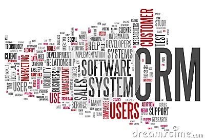 Word Cloud CRM - Customer Relationship Management Stock Photo