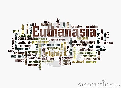 Word Cloud with EUTHANASIA concept, isolated on a white background Stock Photo