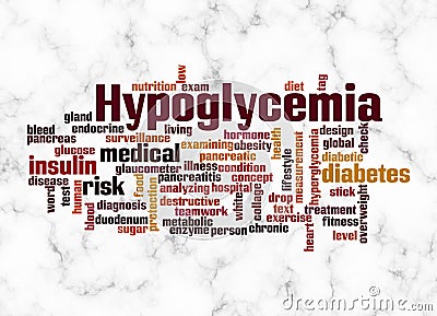 Word Cloud with HYPOGLYCEMIA concept create with text only Stock Photo