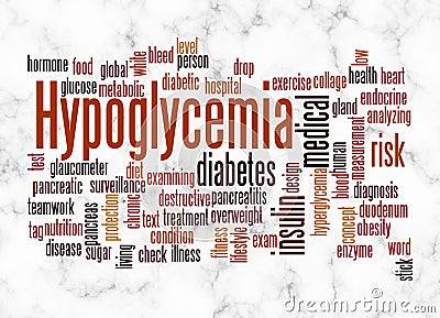 Word Cloud with HYPOGLYCEMIA concept create with text only Stock Photo