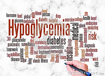 Word Cloud with HYPOGLYCEMIA concept create with text only Stock Photo