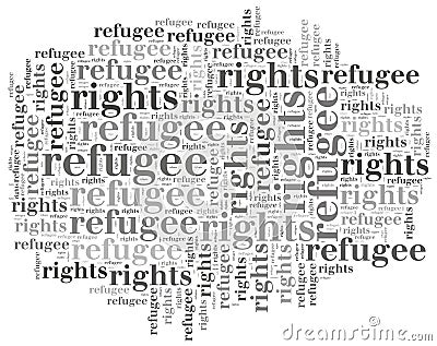 Word cloud illustration related to world refugee day Cartoon Illustration