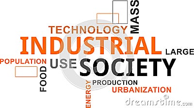 Word cloud - industrial society Vector Illustration