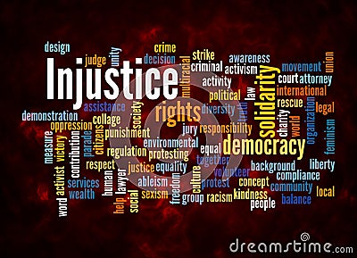 Word Cloud with INJUSTICE concept create with text only Stock Photo