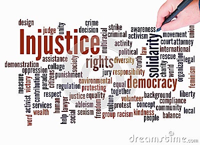 Word Cloud with INJUSTICE concept create with text only Stock Photo